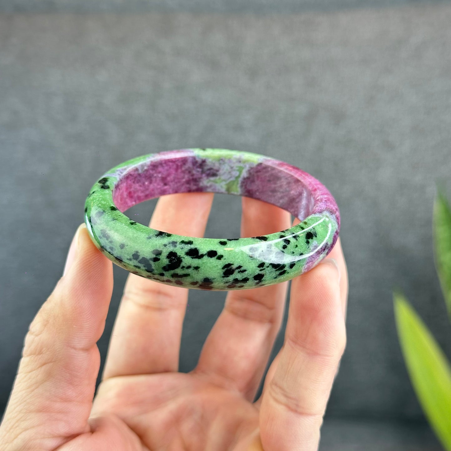 Natural Ruby Bangle Leaf Style Size 53 mm