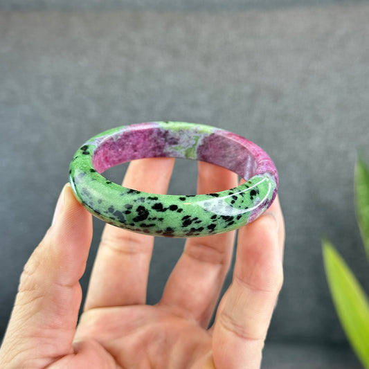 Natural Ruby Bangle Leaf Style Size 53 mm