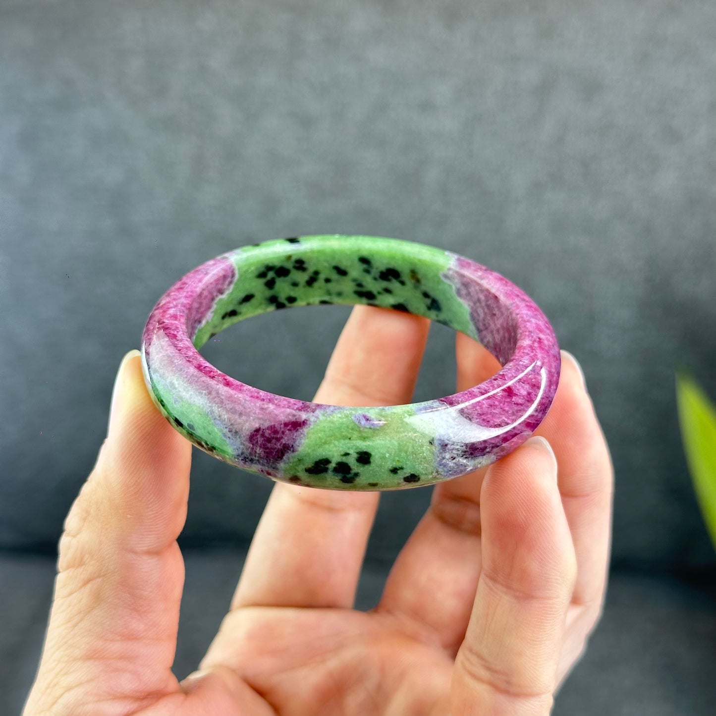 Natural Ruby Bangle Leaf Style Size 53 mm