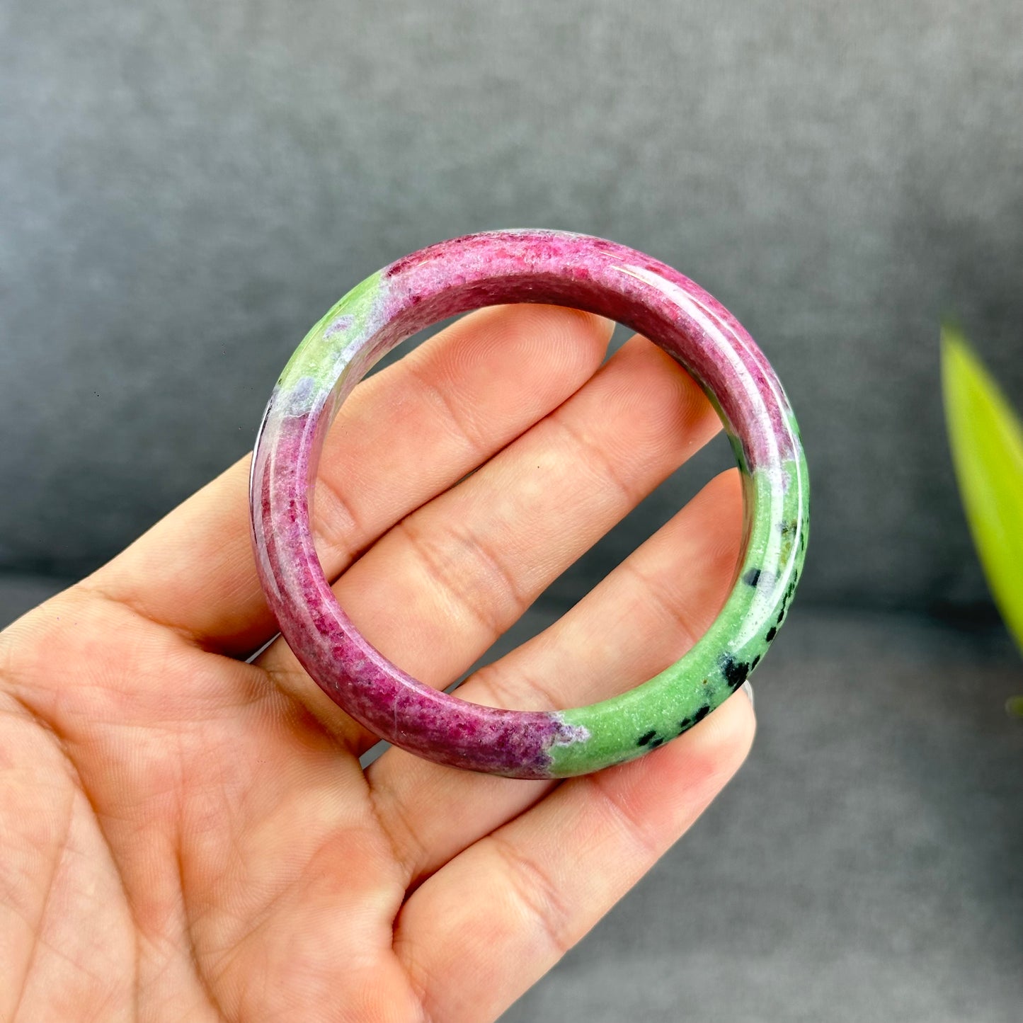 Natural Ruby Bangle Leaf Style Size 53 mm