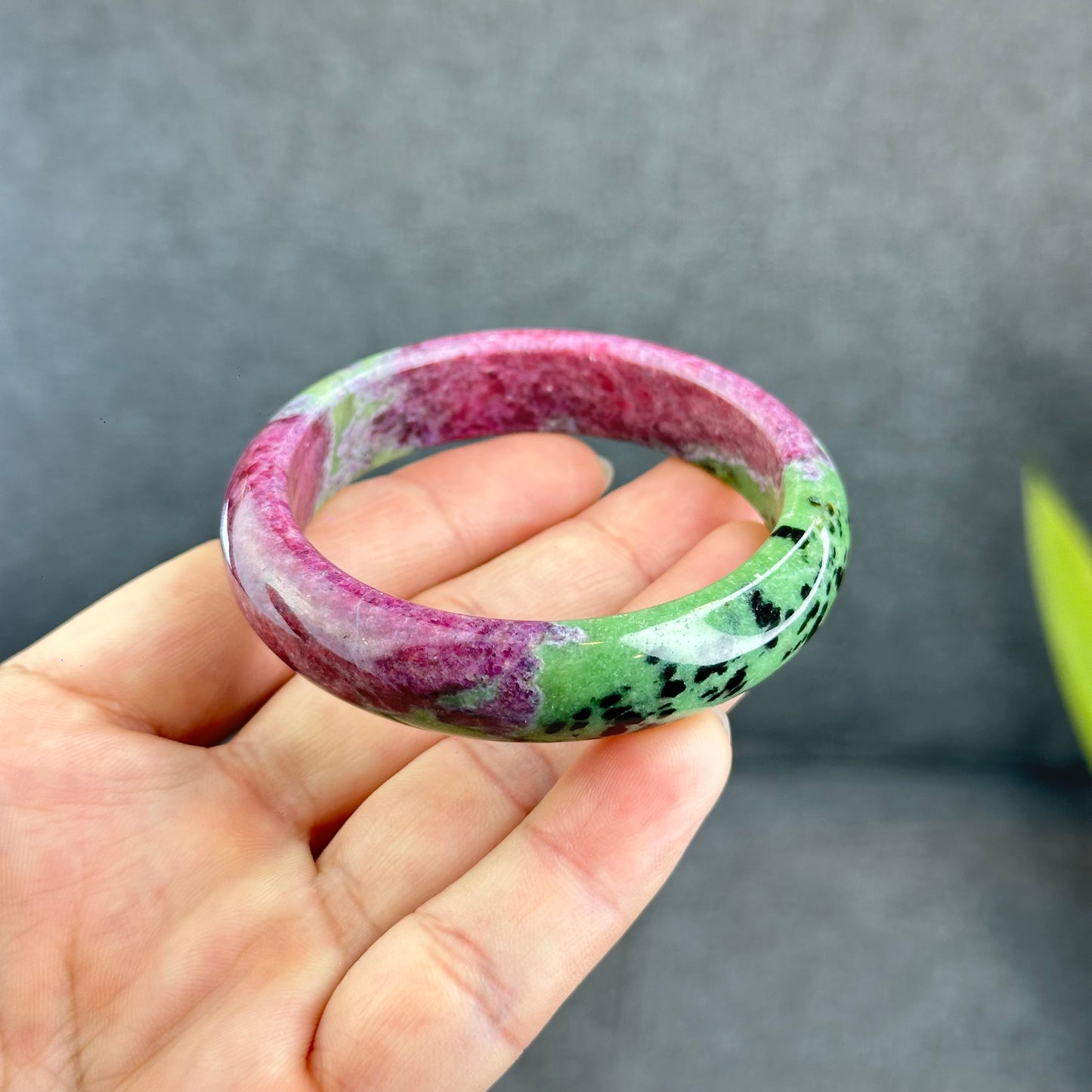 Natural Ruby Bangle Leaf Style Size 53 mm