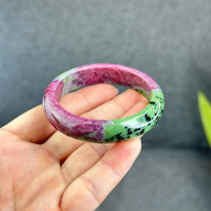 Natural Ruby Bangle Leaf Style Size 53 mm