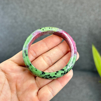 Natural Ruby Bangle Leaf Style Size 53 mm
