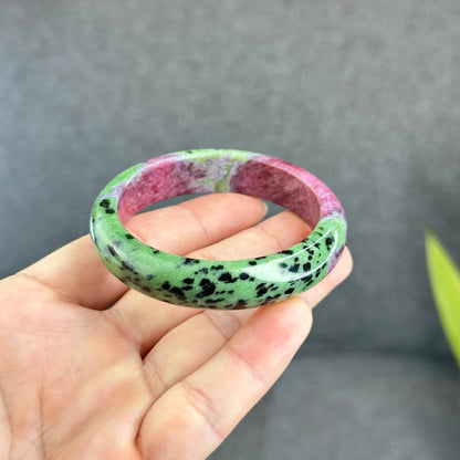 Natural Ruby Bangle Leaf Style Size 53 mm