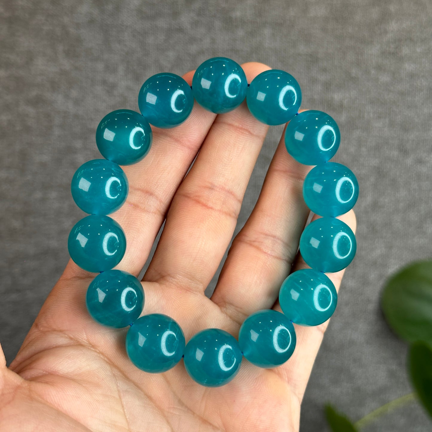 Icy Natural Amazonite Bracelet Size 15.5 mm