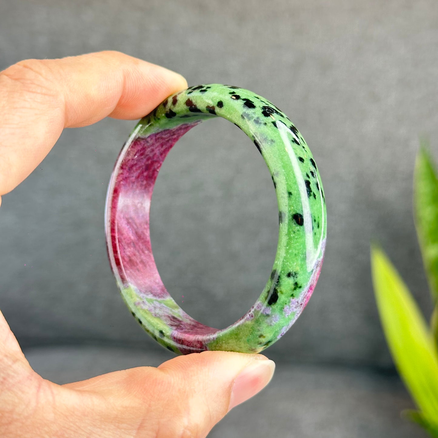 Natural Ruby Bangle Leaf Style Size 53 mm