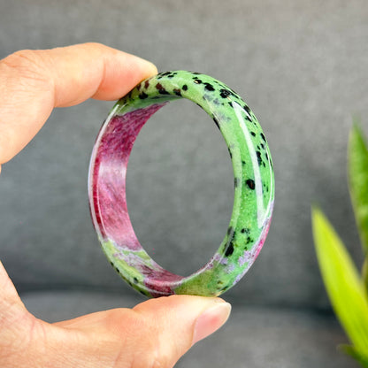 Natural Ruby Bangle Leaf Style Size 53 mm