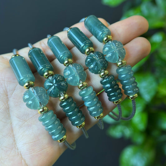 4 Leaf mix Lu thong Abundance Jadeite Jade Bracelet