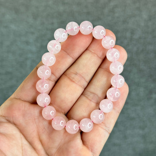 Natural Rose Quartz Bracelet Size 9.5 mm
