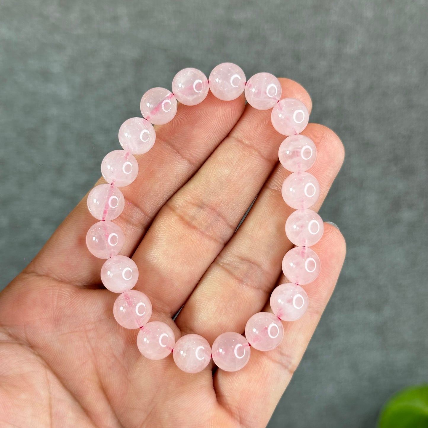 Natural Rose Quartz Bracelet Size 9.5 mm