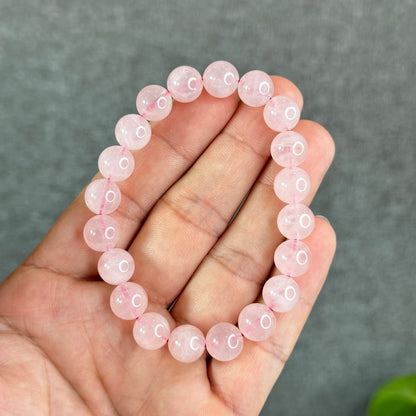 Natural Rose Quartz Bracelet Size 9.5 mm