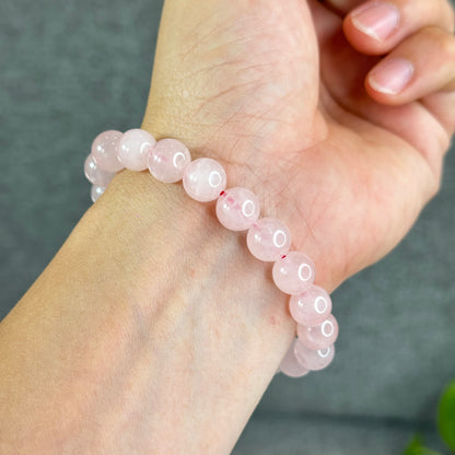Natural Rose Quartz Bracelet Size 9.5 mm
