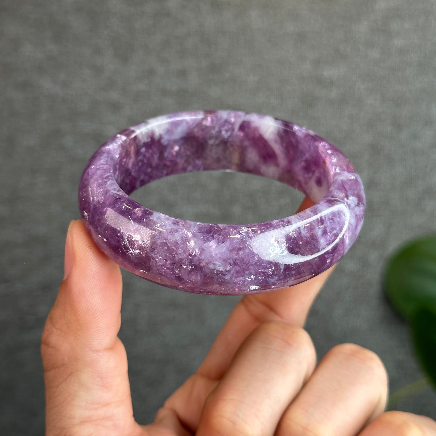 Purple Lepidolite Bangle Leaf Style Size 55 mm