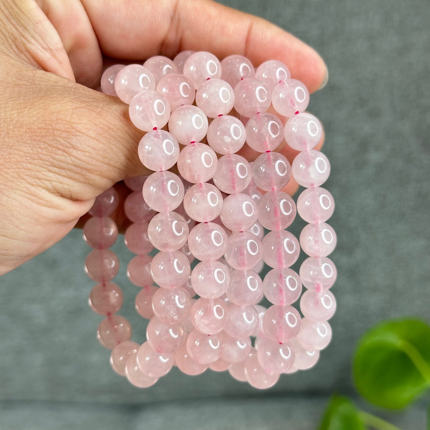 Natural Rose Quartz Bracelet Size 9.5 mm
