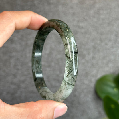 Green Rutilated Quartz Bangle Leaf Style 58.8 mm