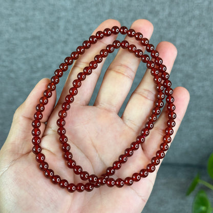Natural Garnet Triple Wrap Bracelet Size 6 mm