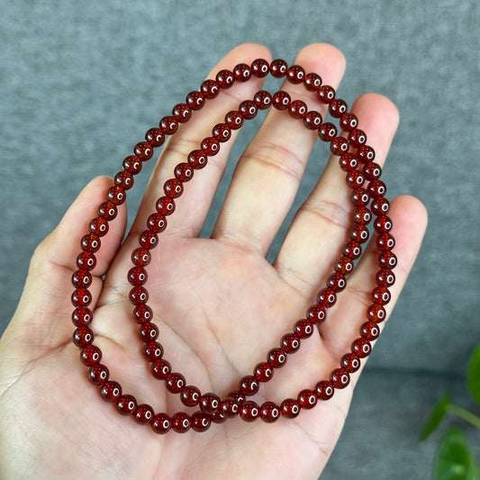 Natural Garnet Triple Wrap Bracelet Size 6 mm