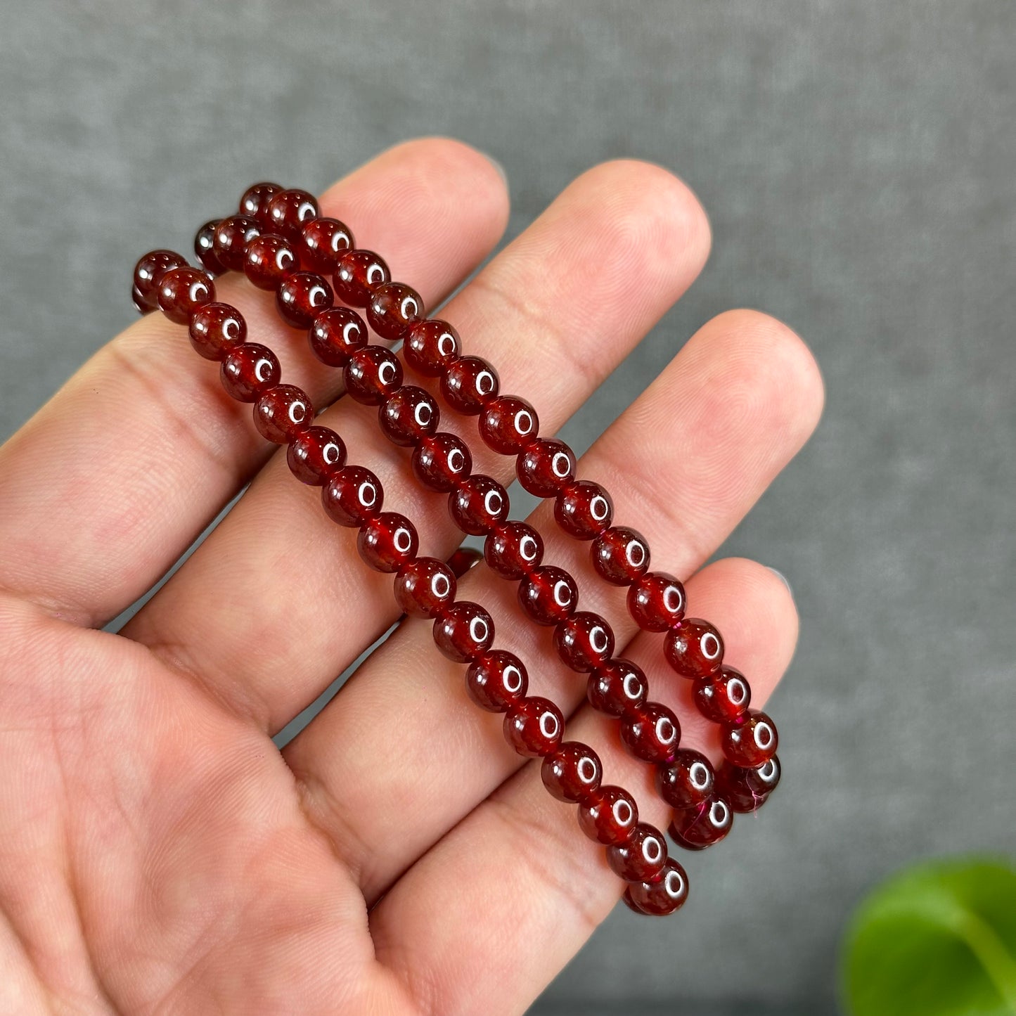Natural Garnet Triple Wrap Bracelet Size 6 mm
