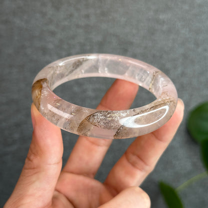 Natural Dendritic in Rose Quartz Bangle Leaf Style Size 58.2 mm