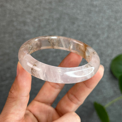 Natural Dendritic in Rose Quartz Bangle Leaf Style Size 58.2 mm