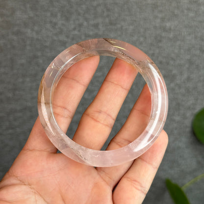Natural Dendritic in Rose Quartz Bangle Leaf Style Size 58.2 mm
