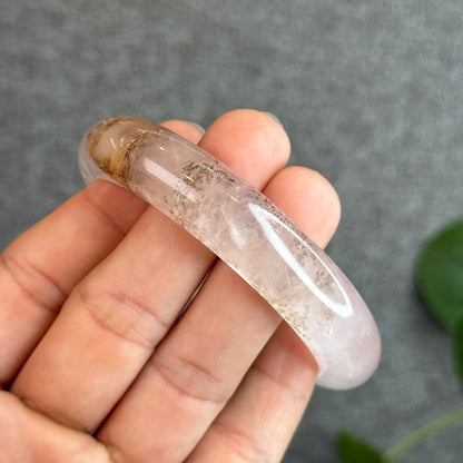 Natural Dendritic in Rose Quartz Bangle Leaf Style Size 58.2 mm