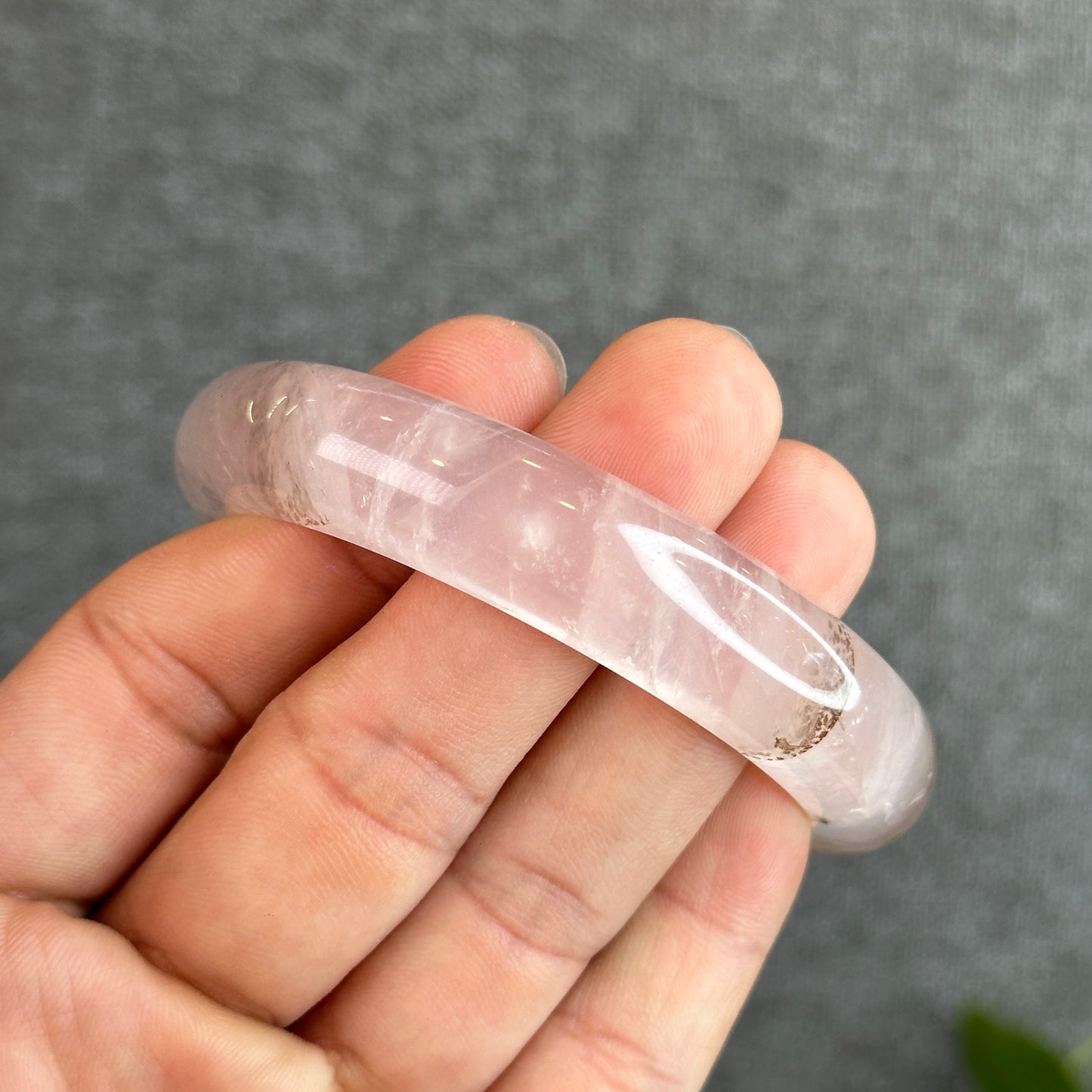 Natural Dendritic in Rose Quartz Bangle Leaf Style Size 58.2 mm