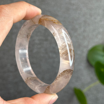Natural Dendritic in Rose Quartz Bangle Leaf Style Size 58.2 mm