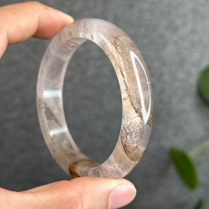 Natural Dendritic in Rose Quartz Bangle Leaf Style Size 58.2 mm