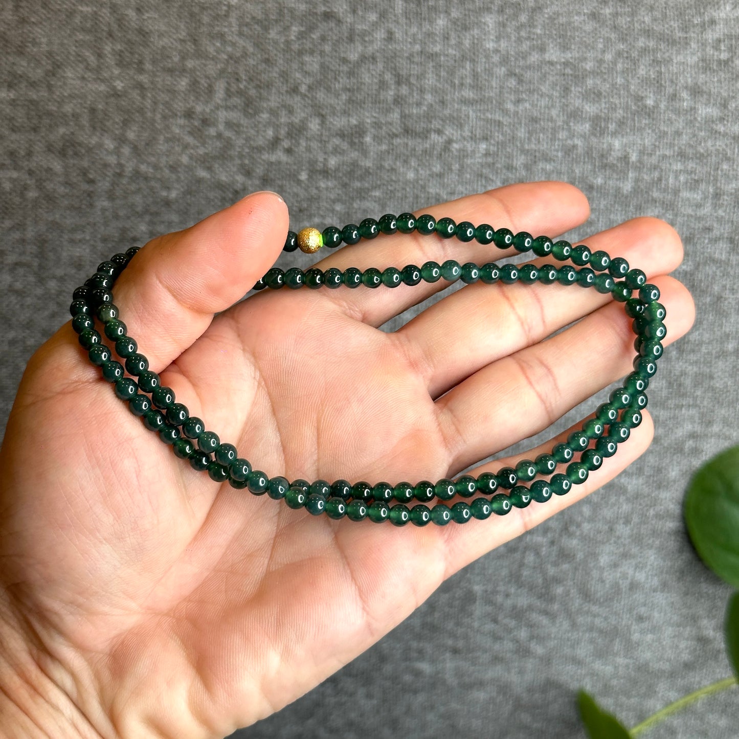 Water green Jadeite Jade VIP Triple Wrap Bracelet Size 5mm