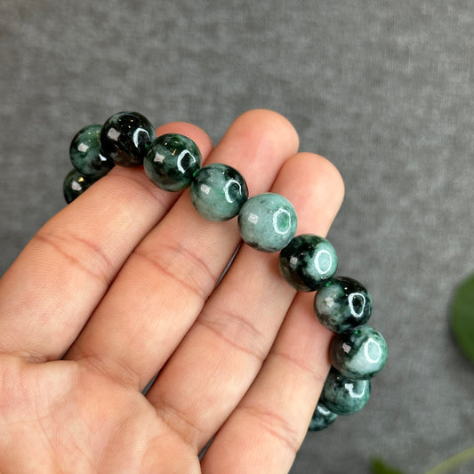 Bright Green Natural Jadeite Jade Son Thuy Bracelet Size 12.3mm