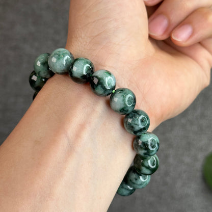 Bright Green Jadeite Jade Son Thuy Bracelet Size 12.3mm