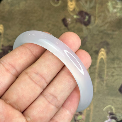 Natural White Chalcedony Bangle Leaf Style - High Quality