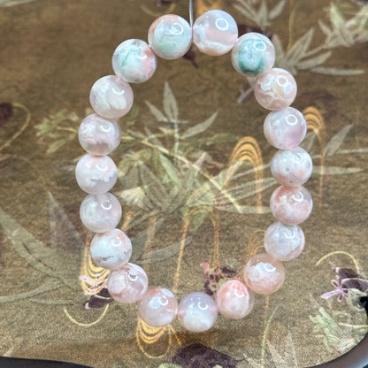 Natural Floral Agate Bracelet Size 10 mm