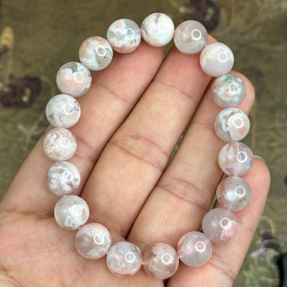 Natural Floral Agate Bracelet Size 10 mm