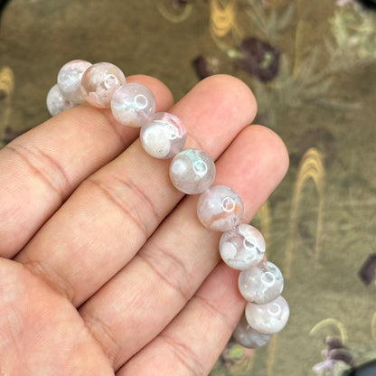 Natural Floral Agate Bracelet Size 10 mm
