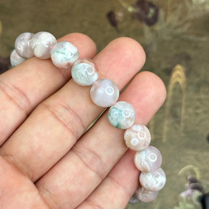 Natural Floral Agate Bracelet Size 10 mm