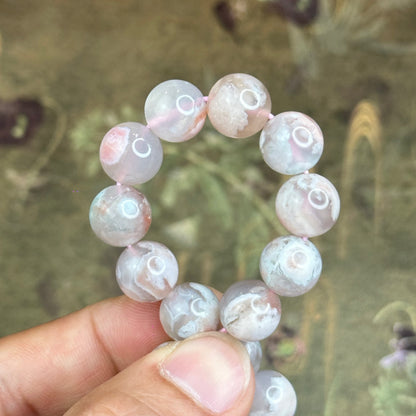 Natural Floral Agate Bracelet Size 10 mm