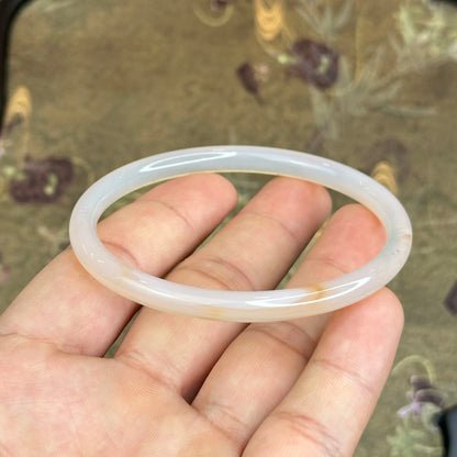 Natural White Chalcedony Bangle Chopstick Style Size 60 mm
