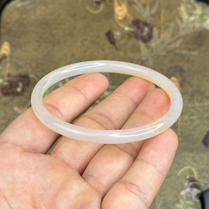 Natural White Chalcedony Bangle Chopstick Style Size 60 mm
