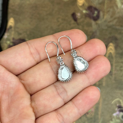 Natural Water Green Jadeite Jade Ho Lo Earrings with S925 Silver Setting