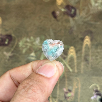 Natural Floral Agate Heart Charm