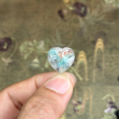 Natural Floral Agate Heart Charm