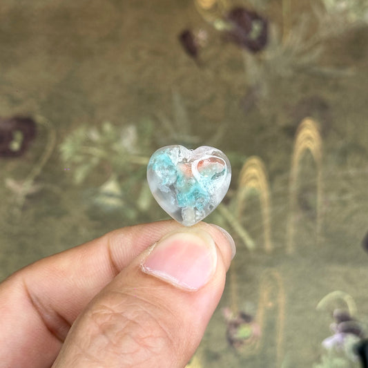 Natural Floral Agate Heart Charm