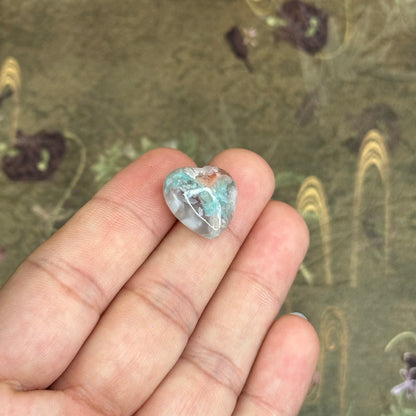Natural Floral Agate Heart Charm