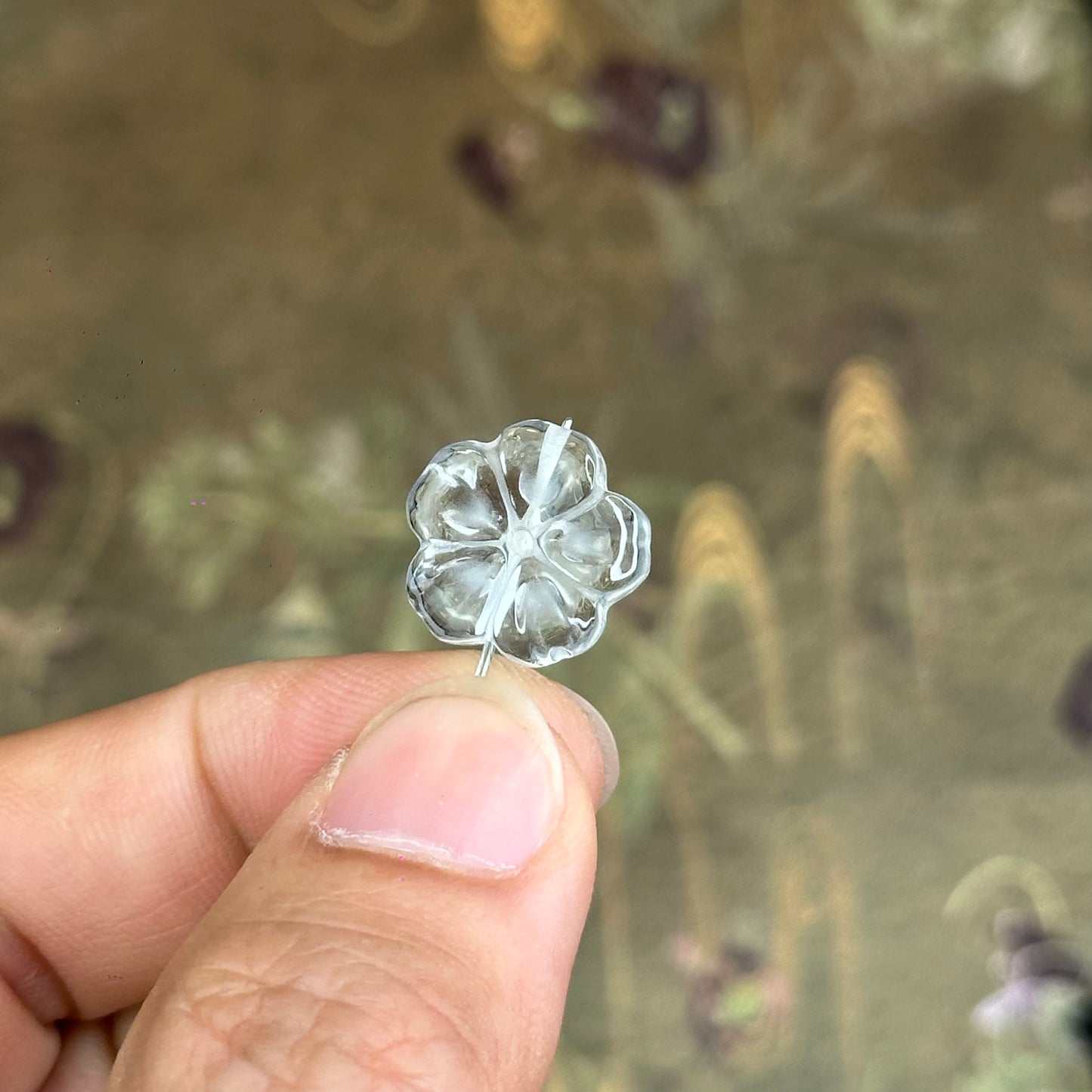 Natural Clear Quartz Flower Charm - High Quality
