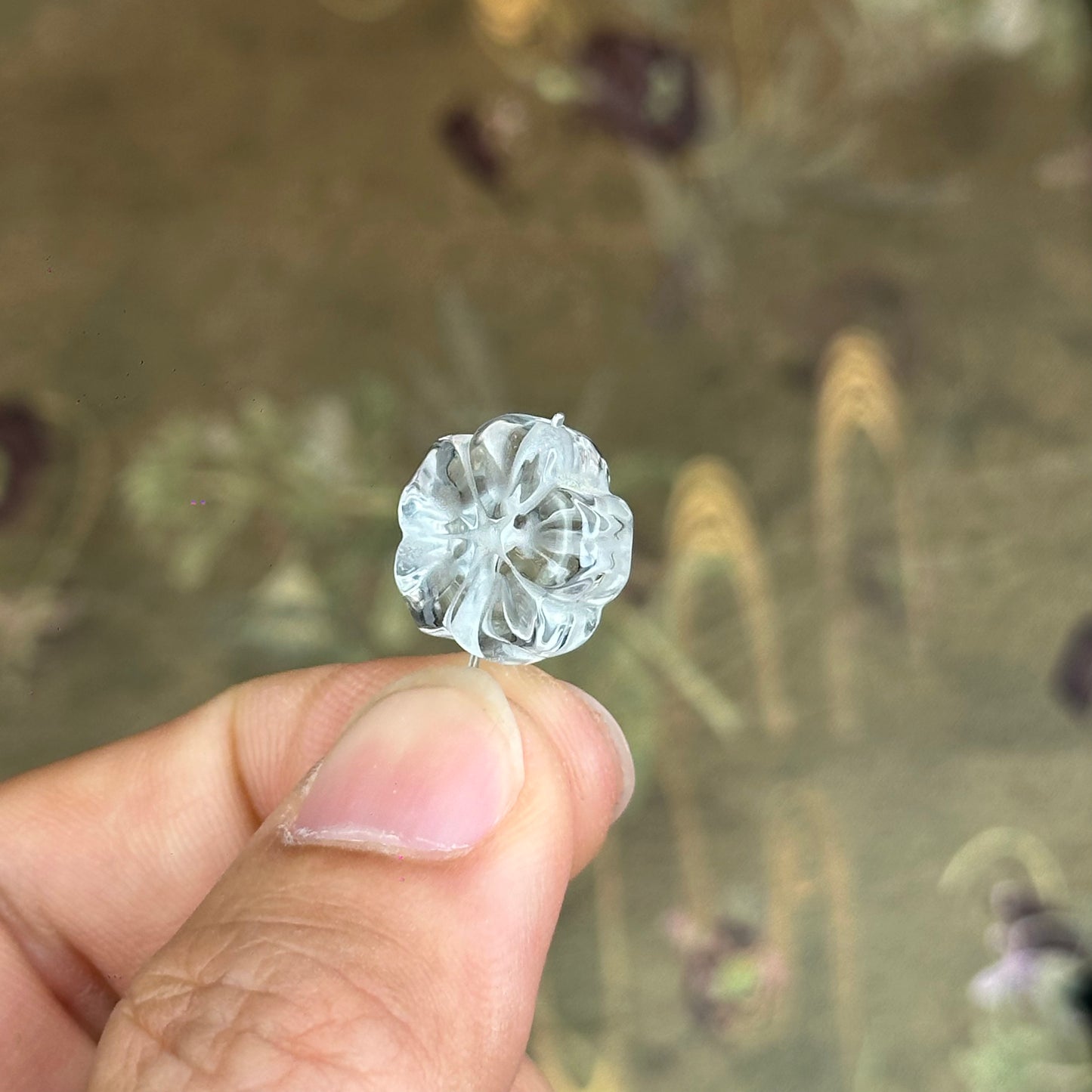 Natural Clear Quartz Flower Charm - High Quality