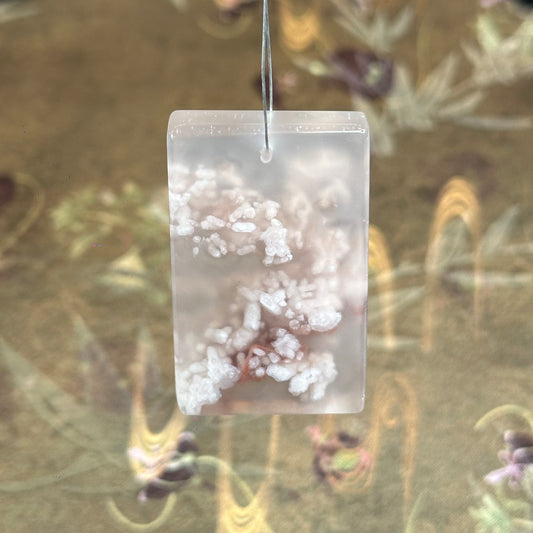 Natural Floral Agate Rectangle Charm