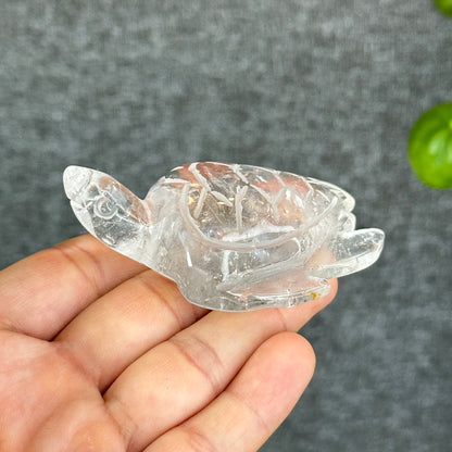 Natural Clear Quartz Turtle Figurine