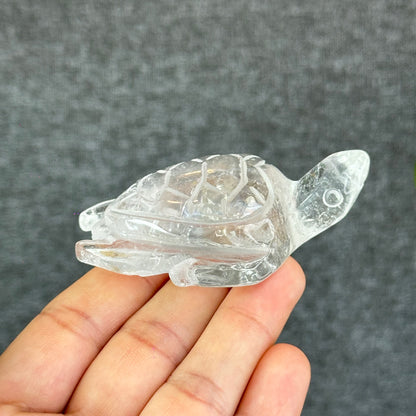 Natural Clear Quartz Turtle Figurine